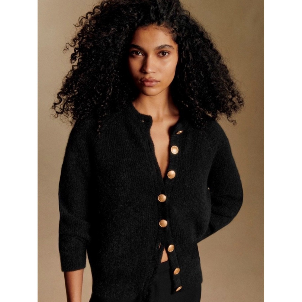 Sezane Othello Black Cardigan Sweater Size XS